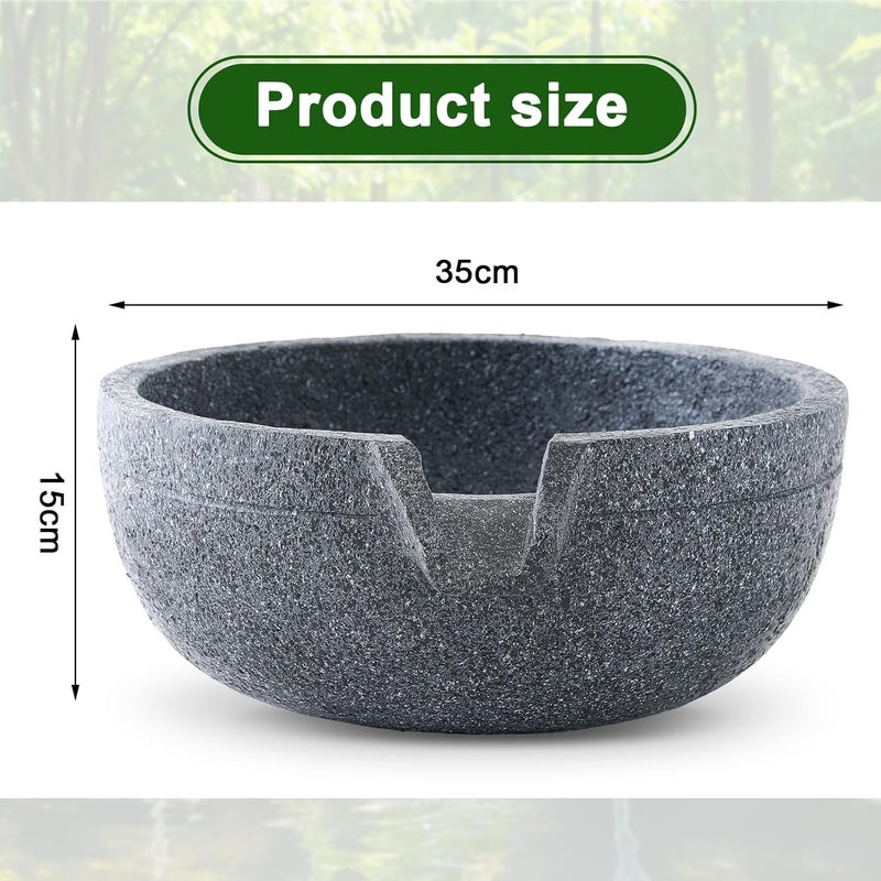 DoubleFill Spillway Bowl Fountain Basin Kit, 13.7 Inch Realistic Stone Resin Waterfall Spillway for Ponds, Gardens & Landscapes - Easy Install, Weather Resistant, No Pump Included - Image 2